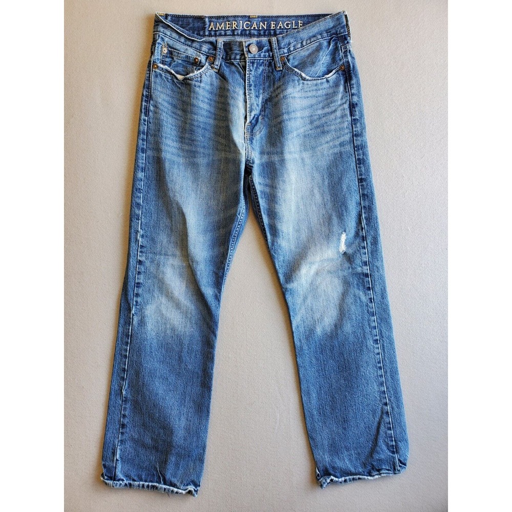 American Eagle Mens 30x30 Blue Denim Relaxed Straight Jeans (Measures: 32x29)